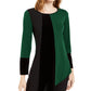 Alfani Women's Petite Asymmetrical-Hem Colorblocked Top Green Size Petite