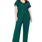 NY Collection Women's Plus Size Ribbed Belted Jumpsuit Green Size 2XP