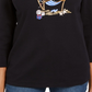 Karen Scott Women's Petite Embellished 3/4-Sleeve Top Black Size PL