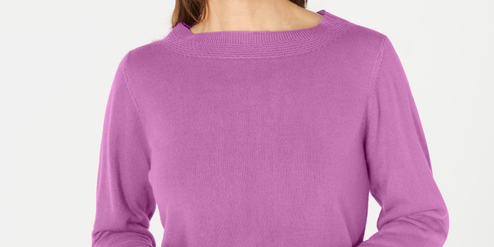 Karen Scott Women's BOATneck Sweater Purple Size Petite Medium