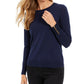Charter Club Women's Merino Wool Button-Cuff Crewneck Sweater Blue Size Medium