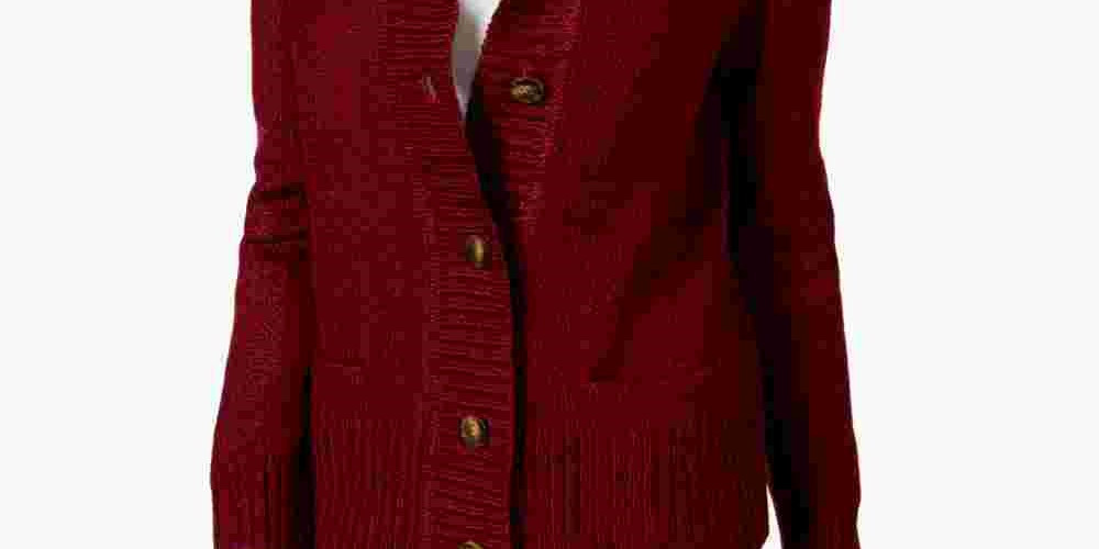Karen Scott Women's Ribbed Long Sleeve With Buttons Sweater Red Size Petite Small
