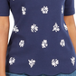 Karen Scott Women's Printed Scalloped Cotton Top Blue Size X-Small