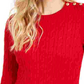 Charter Club Women's Cable Knit Button Trim Sweater Red Size Small