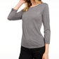Maison Jules Women's 3/4 Sleeve Solid T Shirt Gray Size Medium