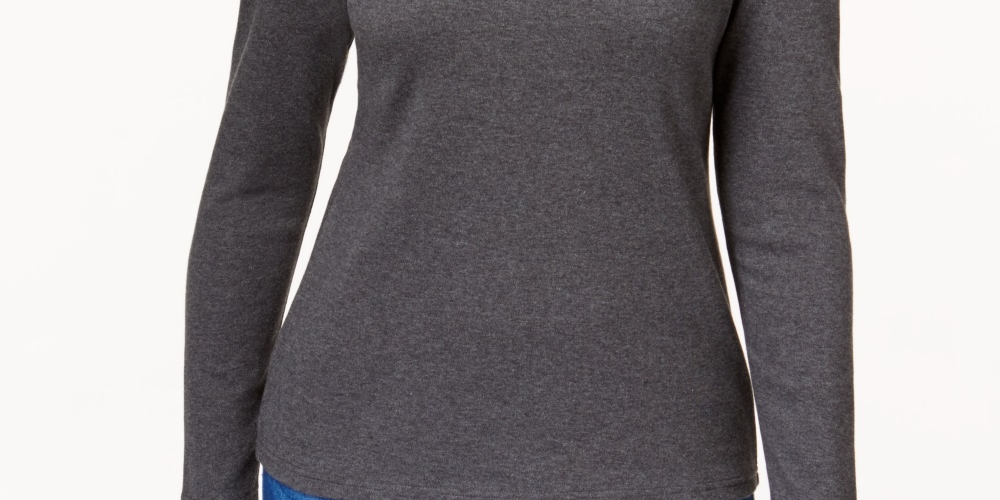 Karen Scott Women's Cotton Scoop Neck Top Gray Size Petite Medium