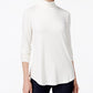 JM Collection Women's Petite Turtleneck Top  Natural Size Petite