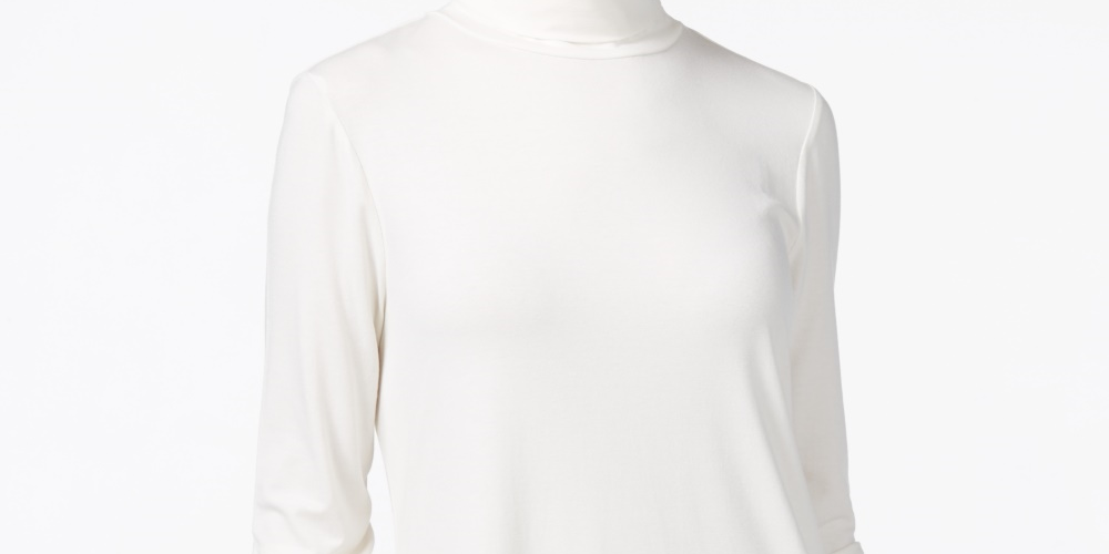 JM Collection Women's Petite Turtleneck Top  Natural Size Petite