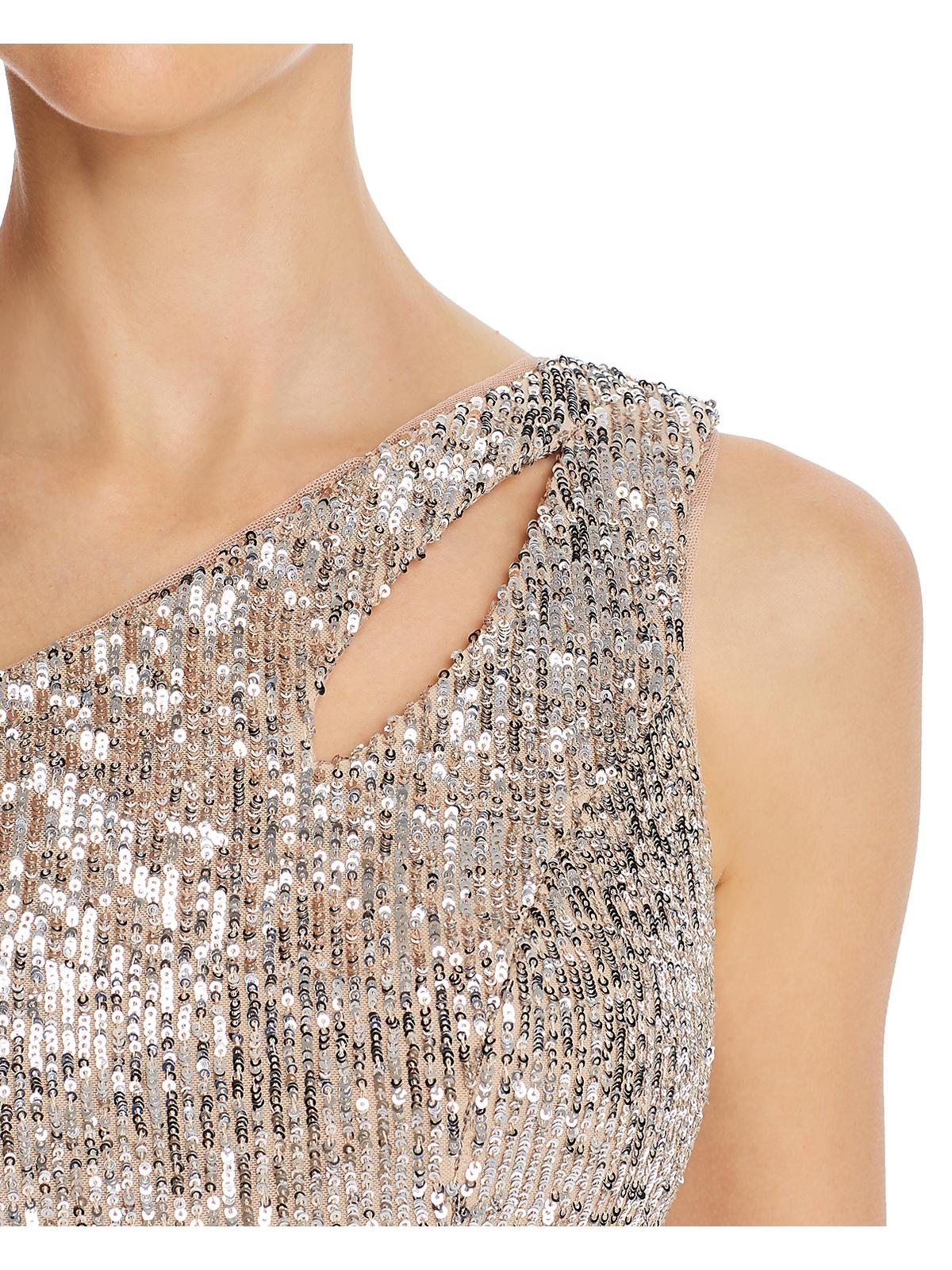 Aqua Women's Sequined One Shoulder Cocktail Dress Yellow Size 12