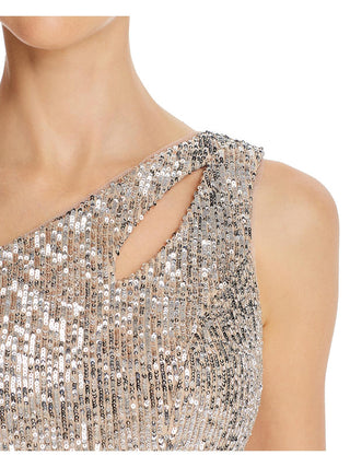 Aqua Women's Sequined One Shoulder Cocktail Dress Yellow Size 12