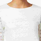Charter Club Women's Petite Lace 3/4-Sleeve Top  White Size PM