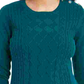 Charter Club Women's Petite Cable-Knit Button-Trim Sweater Green Size Petite