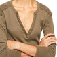 Free People Women's Military Mix Henley Size Green Size Medium