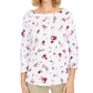 Charter Club Women's Petite Printed Pima Cotton Top White Size Petite X-Large
