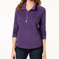 Karen Scott Women's Sport Wing Collar Snap Front Top Purple Size Medium