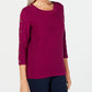 Karen Scott Women's 3/4-Sleeve Sweater Red Size Small