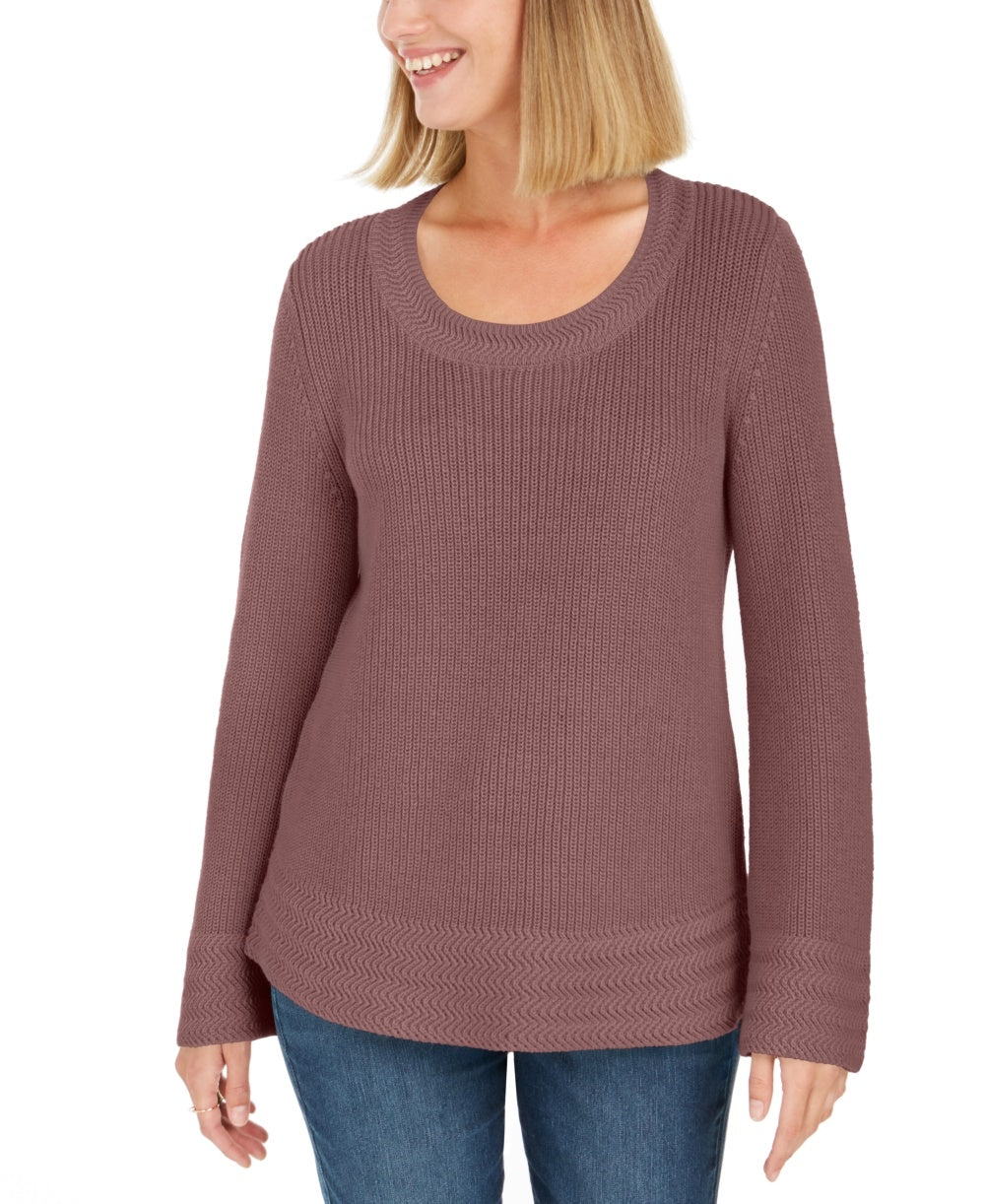 Style & Co Women's Petite Mixed-Stitch Sweater  Purple Size PP