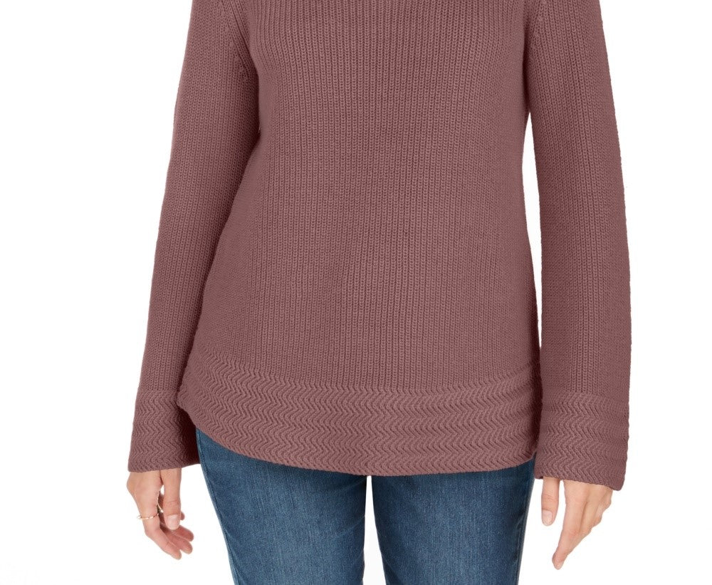 Style & Co Women's Petite Mixed-Stitch Sweater  Purple Size PP