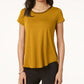 Alfani Women's Satin Trim High Low T Shirt Yellow Size PP