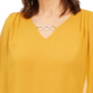 JM Collection Women's Asymmetrical Chiffon Top Yellow Size X-Large