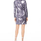 Vince Camuto Women's Sequined Snake Embossed Shift Dress Blue Size 6