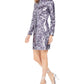 Vince Camuto Women's Sequined Snake Embossed Shift Dress Blue Size 6