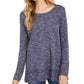 Style & Co Women's Textured Long Sleeve Jewel Neck Sweater Blue Size Petite Medium