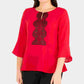 NY Collection Women's Lace Front Peplum Top Red Size Petite XL