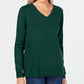 Karen Scott Women's V Neck Pullover Sweater Green Size Large