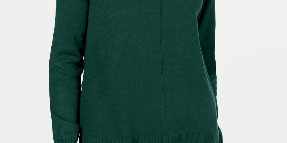 Karen Scott Women's V Neck Pullover Sweater Green Size Large