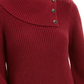 Style & Co Women's Envelope Neck Scalloped Edge Sweater Red Size Petite Small