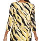 JM Collection Women's Printed 3/4 Sleeve Scoop Neck Top Gold Size Small