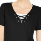 Karen Scott Women's Lace-Up Layered-Look Top  Black Size Small