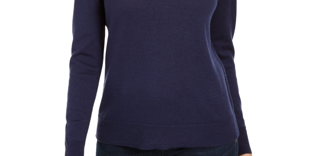 Charter Club Women's Merino Wool Turtleneck Blue Size Medium