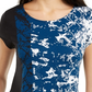 Alfani Women's Printed Round Hem T Shirt Blue Size PM