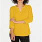 Charter Club Women's Supima Cotton Split Neck Top Yellow Size Petite L