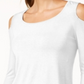 JM Collection Women's Cold Shoulder Top White Size Medium