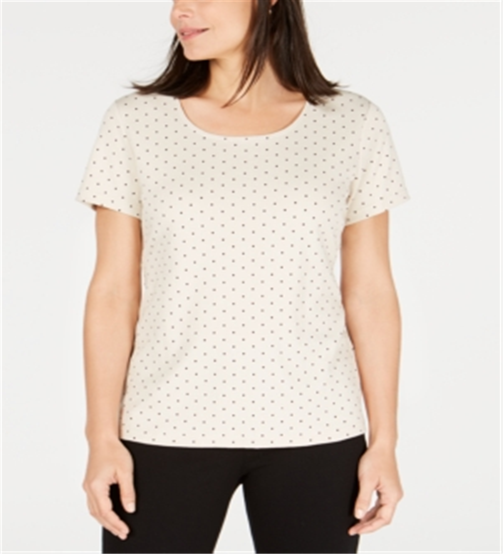Karen Scott Women's Scoop Neck T-Shirt Brown Size X-Large