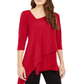 Alfani Women's Asymmetrical Envelope Hem Top Red Size Petite Medium