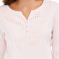 Karen Scott Women's Crochet Trim Henley Top Pink Size Small