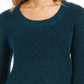Style & Co Women's Textured Round Neck Long Sleeve Sweater Green Size Petite Large
