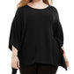 Alfani Women's Plus Knit Cape Poncho Top Black Size 0X