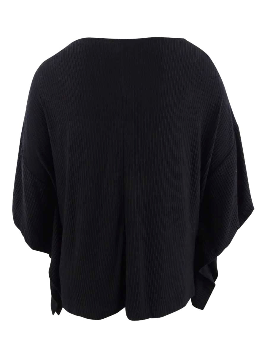 Alfani Women's Plus Knit Cape Poncho Top Black Size 0X