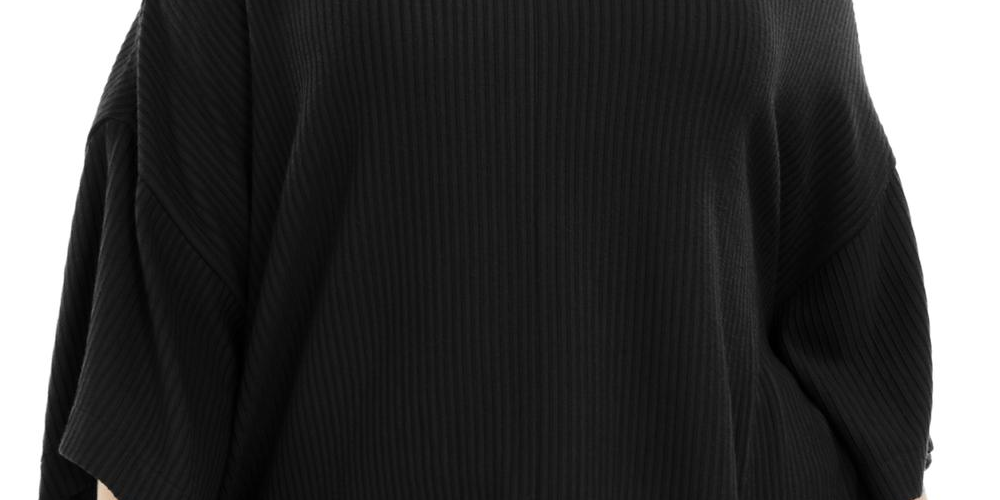 Alfani Women's Plus Knit Cape Poncho Top Black Size 0X