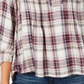 Style & Co Women's Plaid Pintucked Peasant Top Purple Size S