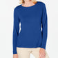 Karen Scott Women's Ribbed Long Sleeve Crew Neck Sweater Blue Size Petite Small