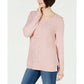 Karen Scott Women's Cable Knit Panel Sweater Pink Size X-Large