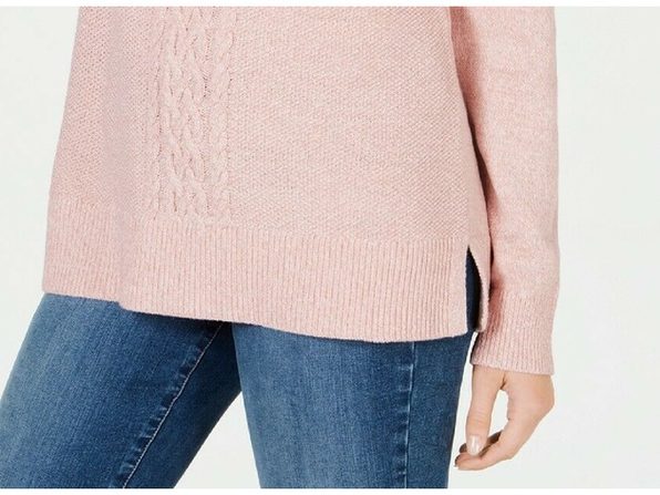 Karen Scott Women's Cable Knit Panel Sweater Pink Size X-Large