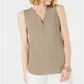 JM Collection Women's Sleeveless Zip Top Brown Size Medium