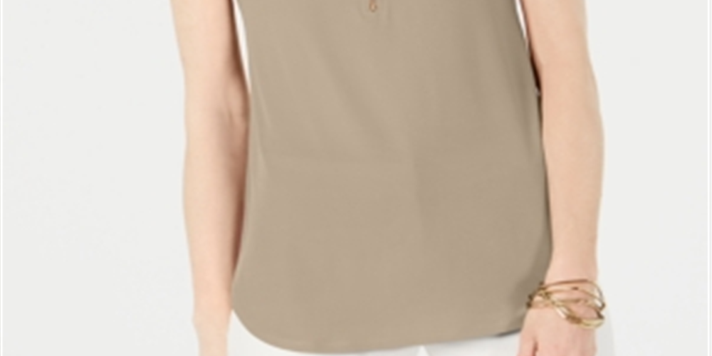 JM Collection Women's Sleeveless Zip Top Brown Size Medium